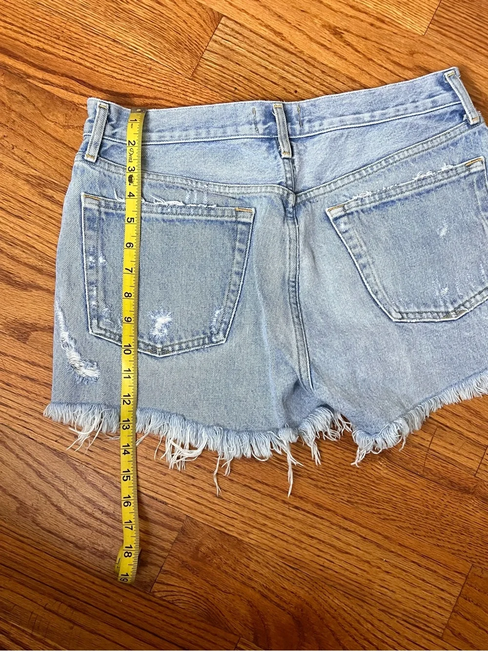 AGOLDE Parker Long Short Distressed Denim Blue Waist 29